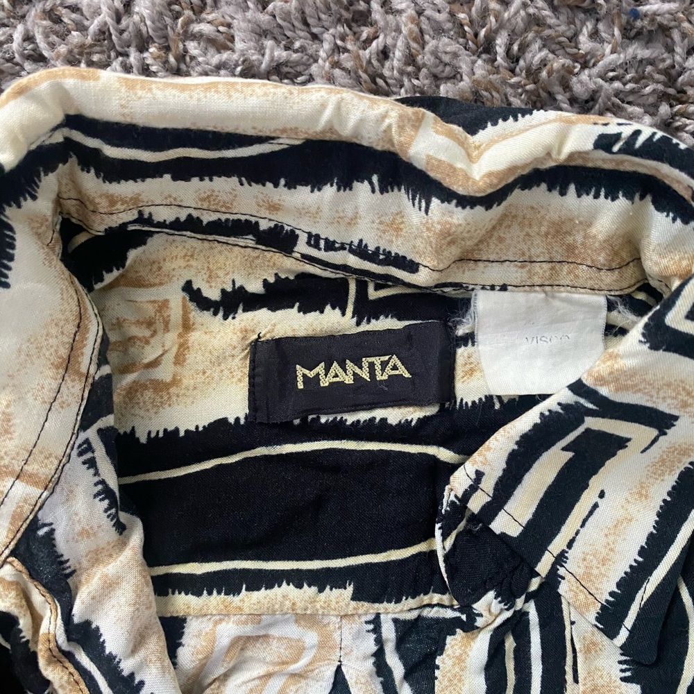 Men's Black and Cream Shirt